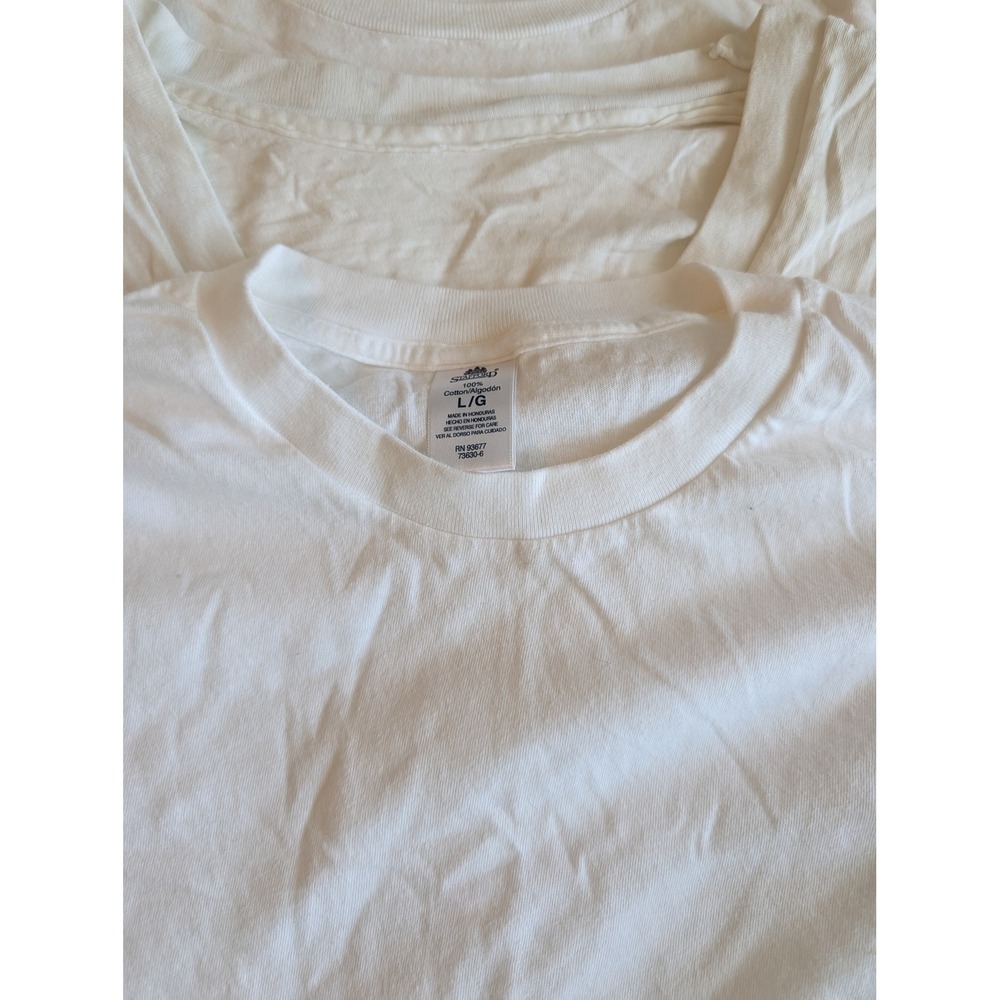 Lot of 7 Mens White T-Shirts Fruit of the Loom Stafford Large Crew Neck Tee - Picture 7 of 7